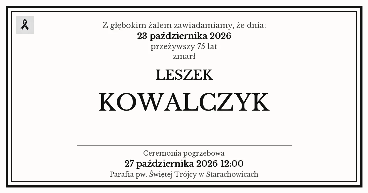 Nekrolog — LESZEK KOWALCZYK