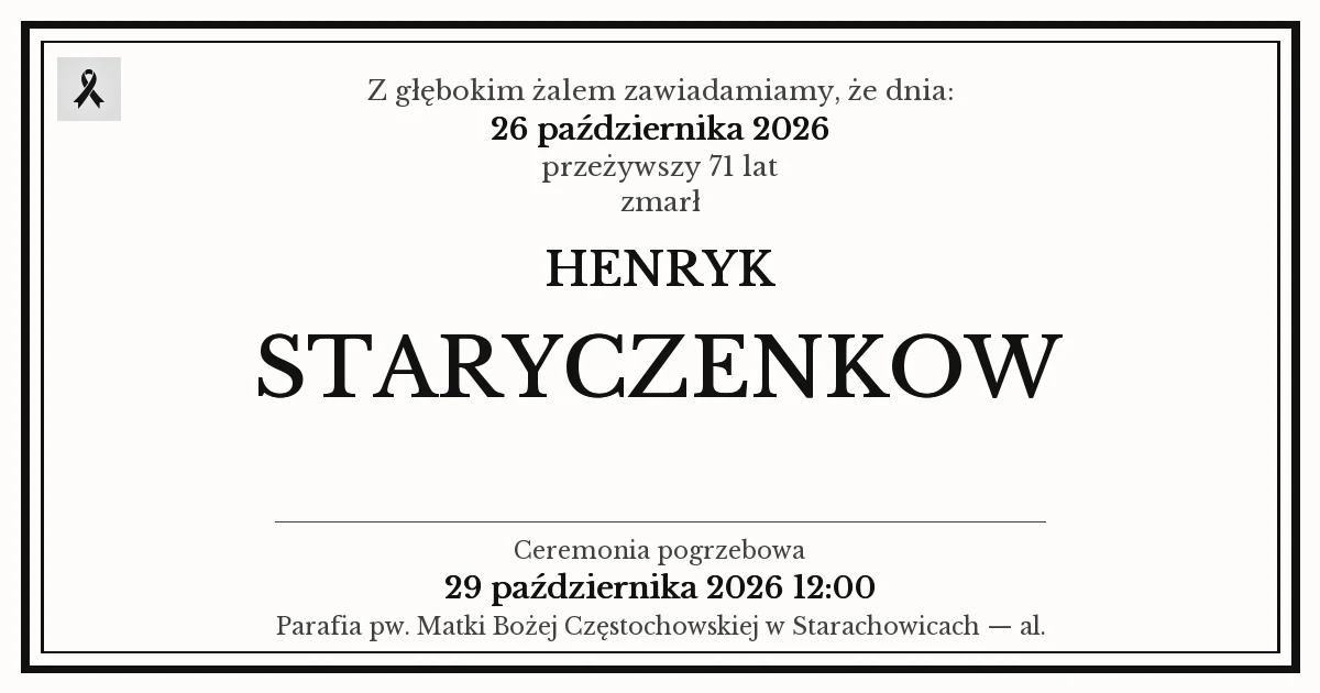 Nekrolog — Henryk Staryczenkow
