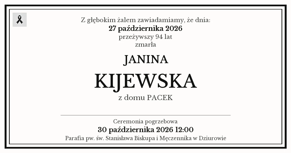 Nekrolog — Janina Kijewska z domu Pacek